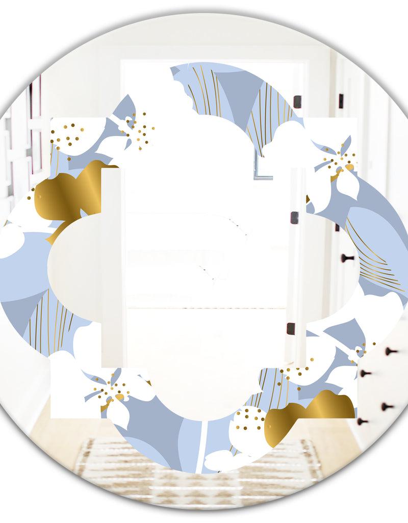 DesignQ Orchid Blossom Color Pattern - Modern Round Or Oval Wall Mirror - Quatrefoil