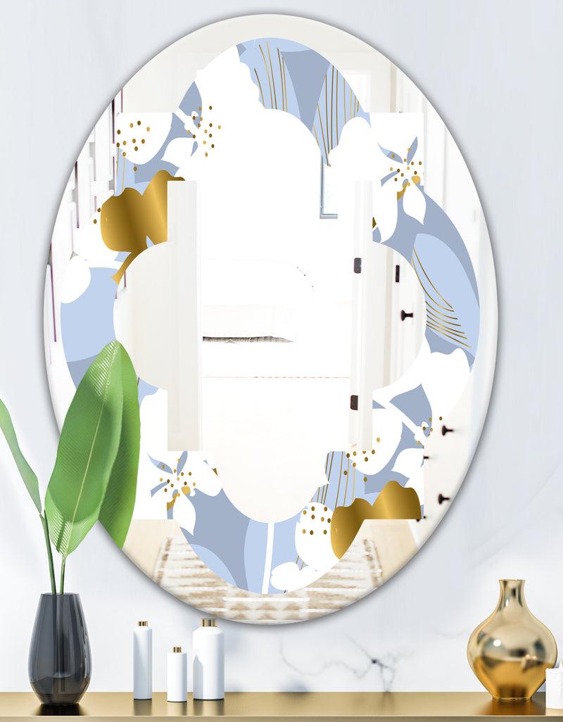 DesignQ Orchid Blossom Color Pattern - Modern Round Or Oval Wall Mirror - Quatrefoil