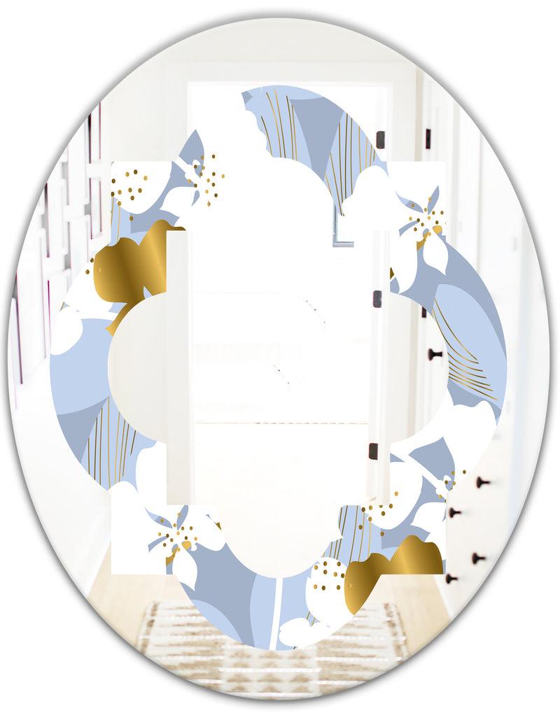 DesignQ Orchid Blossom Color Pattern - Modern Round Or Oval Wall Mirror - Quatrefoil