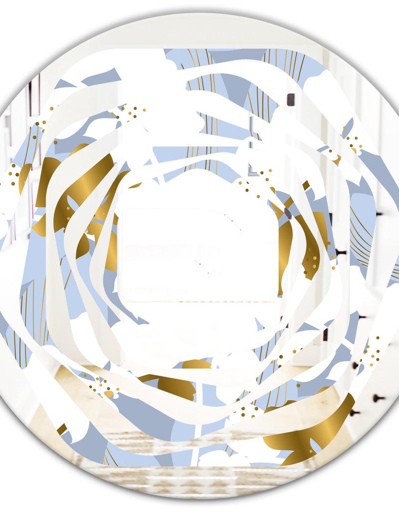 DesignQ Orchid Blossom Color Pattern - Modern Round Or Oval Wall Mirror - Whirl