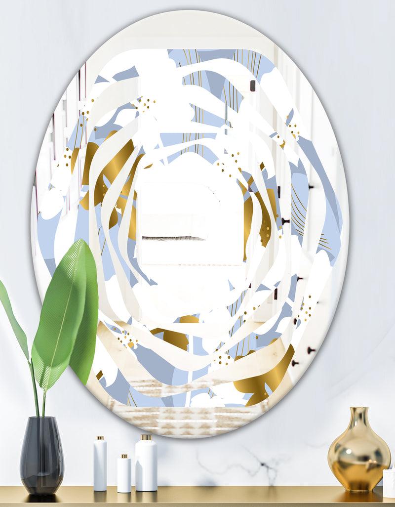 DesignQ Orchid Blossom Color Pattern - Modern Round Or Oval Wall Mirror - Whirl