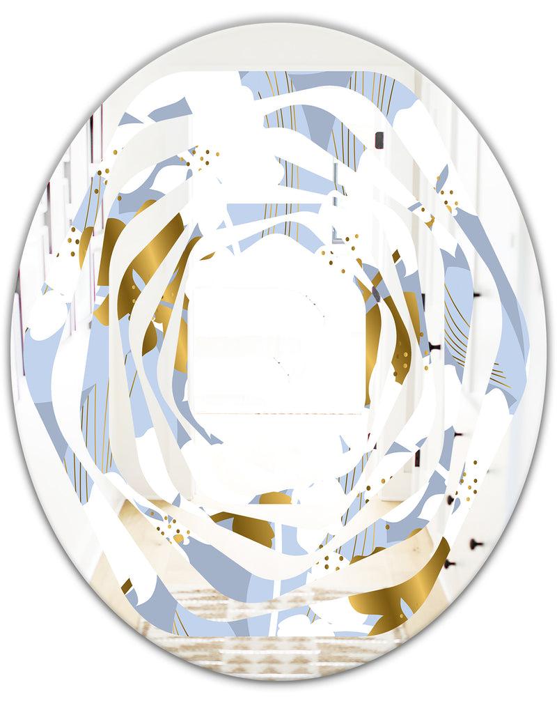 DesignQ Orchid Blossom Color Pattern - Modern Round Or Oval Wall Mirror - Whirl