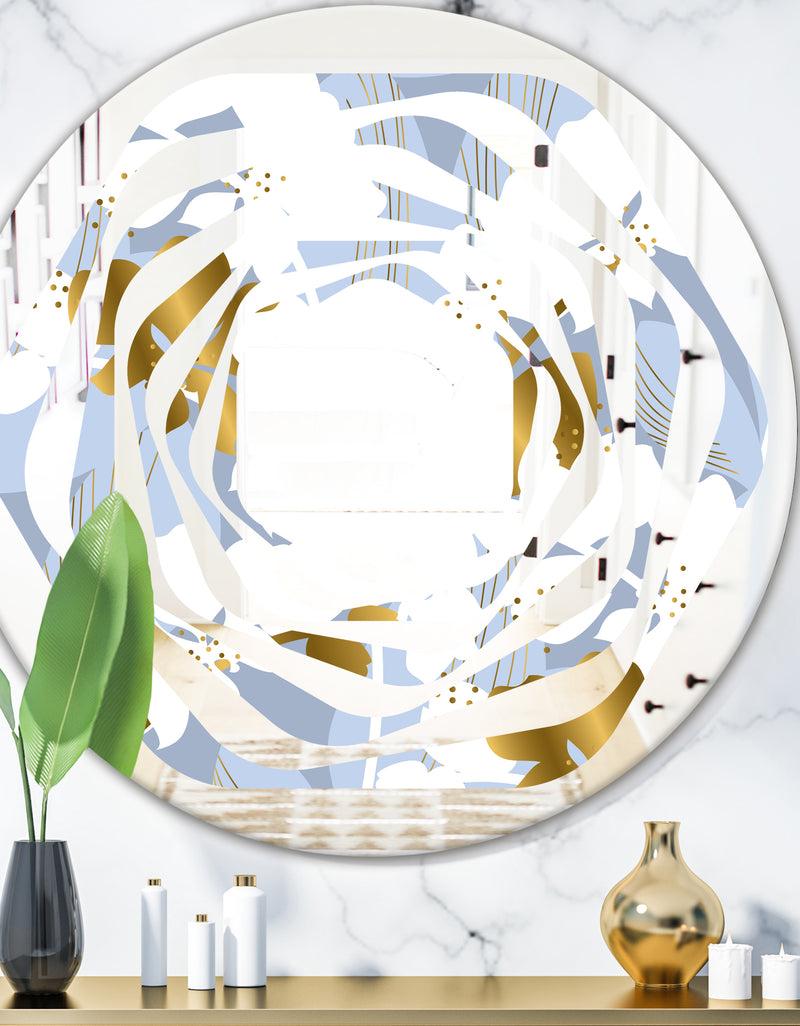 DesignQ Orchid blossom color pattern - Modern Round or Oval Wall Mirror - Whirl