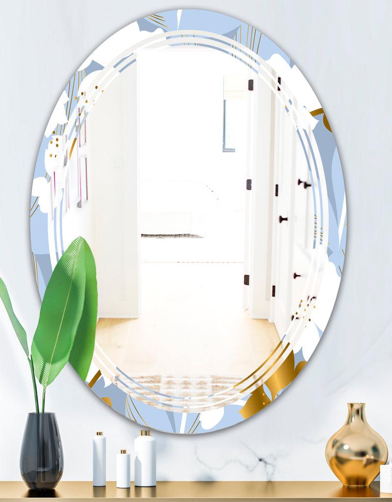 DesignQ Orchid Blossom Color Pattern - Modern Round Or Oval Wall Mirror - Triple C