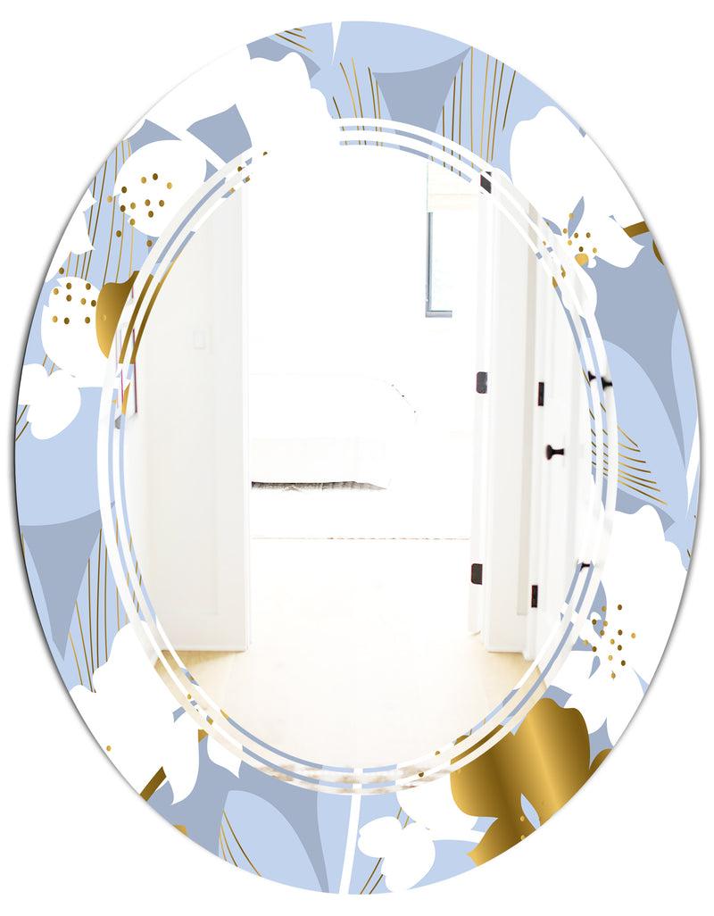 DesignQ Orchid Blossom Color Pattern - Modern Round Or Oval Wall Mirror - Triple C