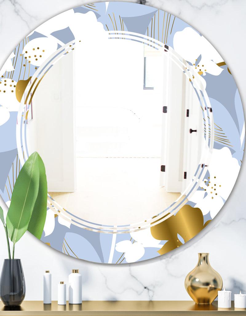 DesignQ Orchid blossom color pattern - Modern Round or Oval Wall Mirror - Triple C