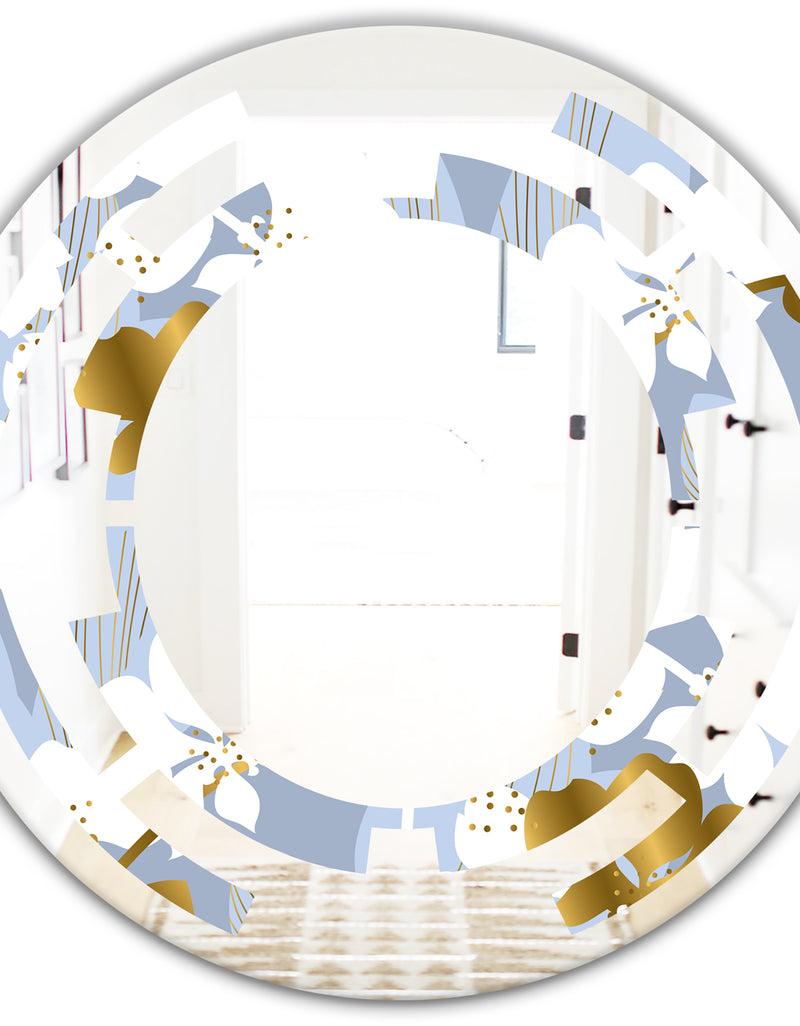DesignQ Orchid Blossom Color Pattern - Modern Round Or Oval Wall Mirror - Space