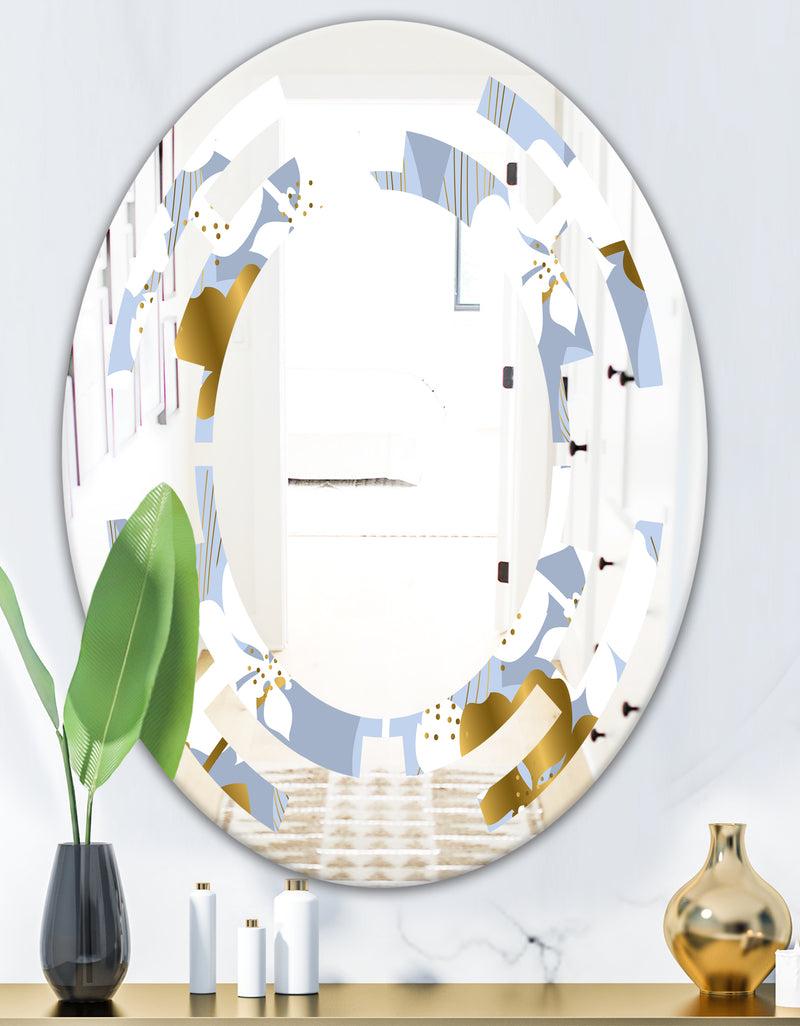 DesignQ Orchid Blossom Color Pattern - Modern Round Or Oval Wall Mirror - Space