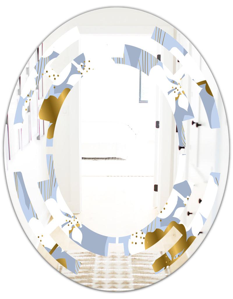 DesignQ Orchid Blossom Color Pattern - Modern Round Or Oval Wall Mirror - Space