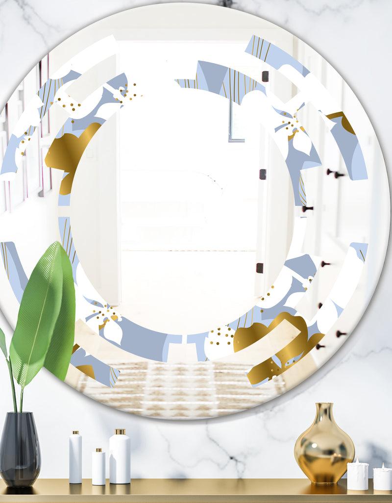 DesignQ Orchid blossom color pattern - Modern Round or Oval Wall Mirror - Space
