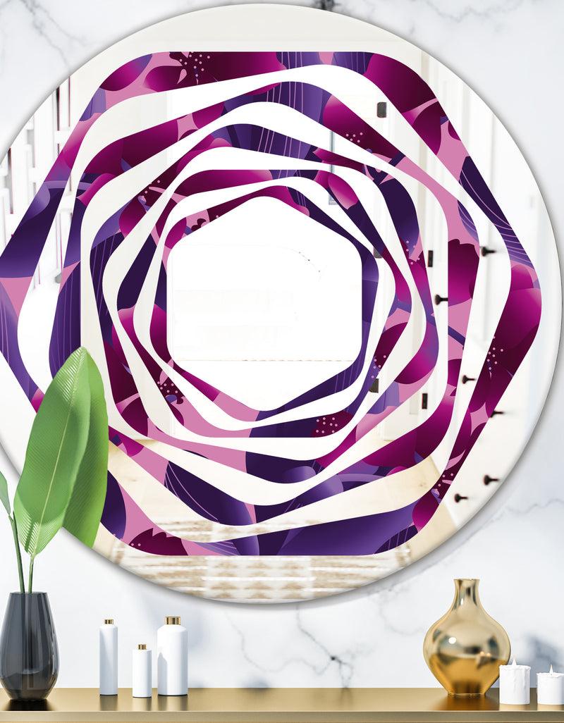 DesignQ Orchid blossom colorful pattern - Modern Round or Oval Wall Mirror - Whirl