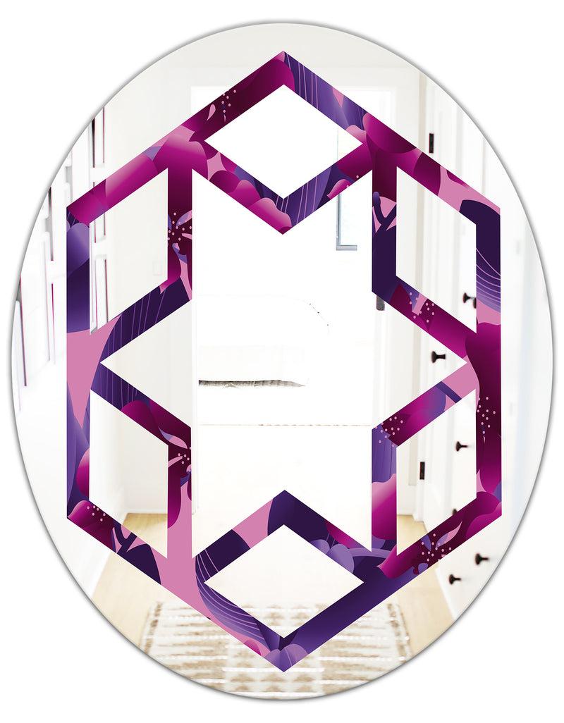 DesignQ Orchid Blossom Colorful Pattern - Modern Round Or Oval Wall Mirror - Hexagon Star