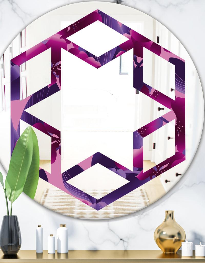 DesignQ Orchid blossom colorful pattern - Modern Round or Oval Wall Mirror - Hexagon Star