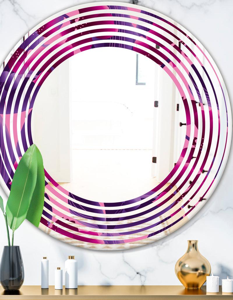DesignQ Orchid blossom colorful pattern - Modern Round or Oval Wall Mirror - Wave