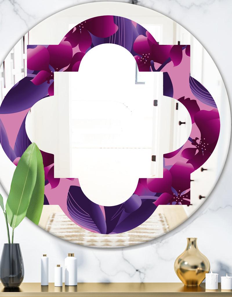DesignQ Orchid blossom colorful pattern - Modern Round or Oval Wall Mirror - Quatrefoil