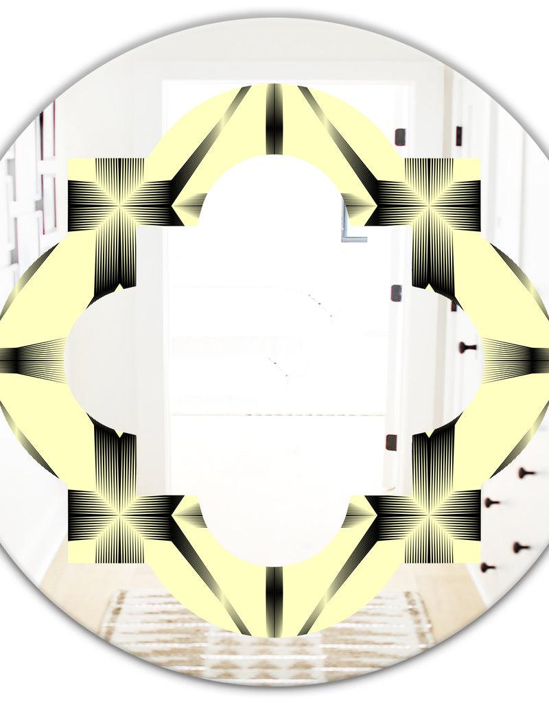 DesignQ Oriental Ornament. Flower Pattern - Modern Round Or Oval Wall Mirror - Quatrefoil