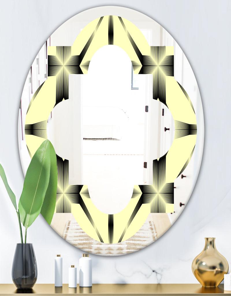 DesignQ Oriental Ornament. Flower Pattern - Modern Round Or Oval Wall Mirror - Quatrefoil