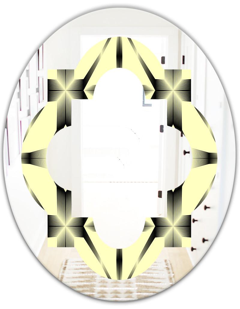 DesignQ Oriental Ornament. Flower Pattern - Modern Round Or Oval Wall Mirror - Quatrefoil