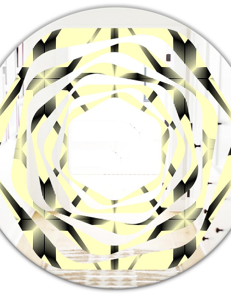 DesignQ Oriental Ornament. Flower Pattern - Modern Round Or Oval Wall Mirror - Whirl