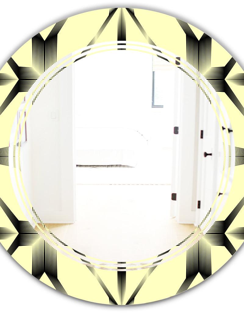 DesignQ Oriental Ornament. Flower Pattern - Modern Round Or Oval Wall Mirror - Triple C