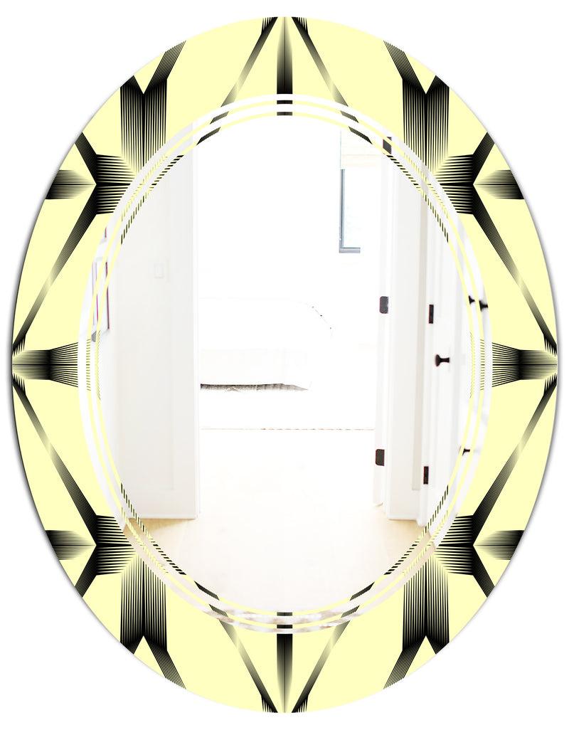 DesignQ Oriental Ornament. Flower Pattern - Modern Round Or Oval Wall Mirror - Triple C