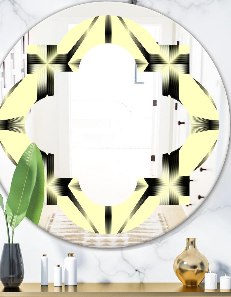 DesignQ Oriental Ornament. Flower Pattern - Modern Round or Oval Wall Mirror - Quatrefoil