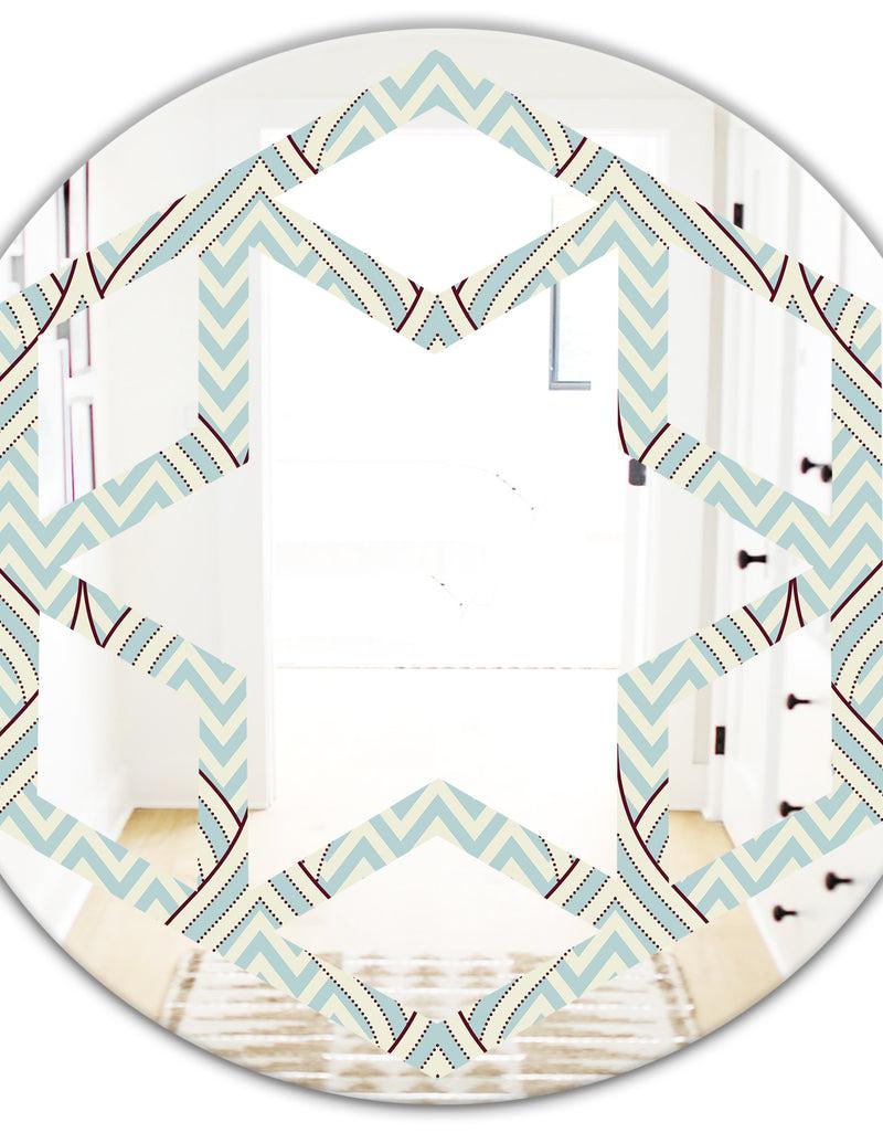 DesignQ Ornament With Decorative Elements. - Modern Round Or Oval Wall Mirror - Hexagon Star