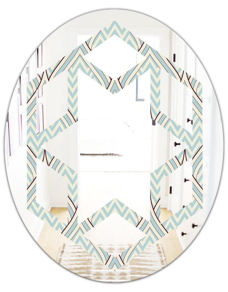 DesignQ Ornament With Decorative Elements. - Modern Round Or Oval Wall Mirror - Hexagon Star