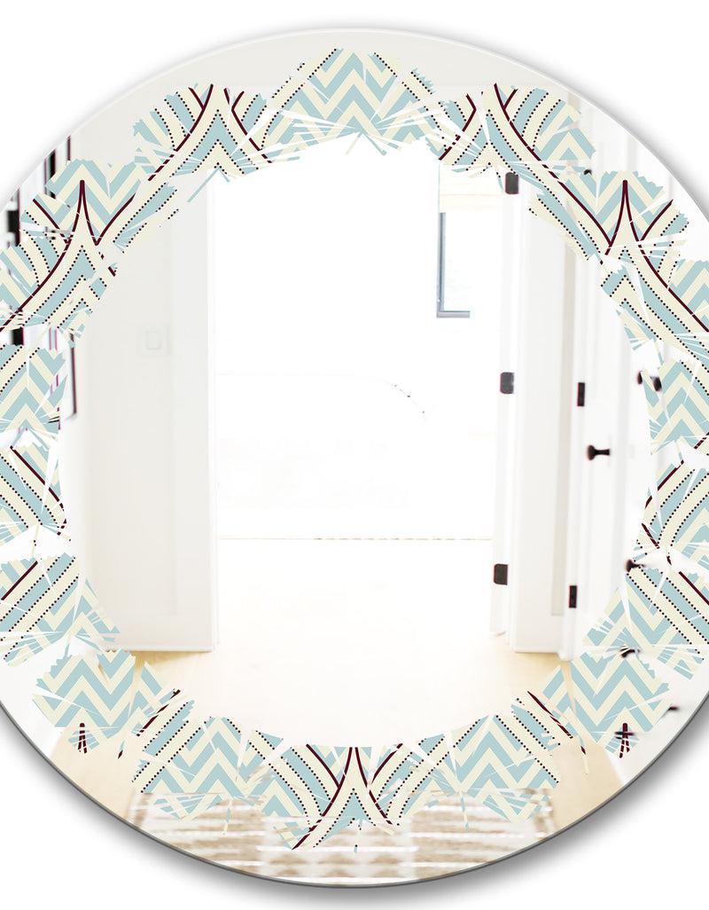 DesignQ Ornament With Decorative Elements. - Modern Round Or Oval Wall Mirror - Leaves