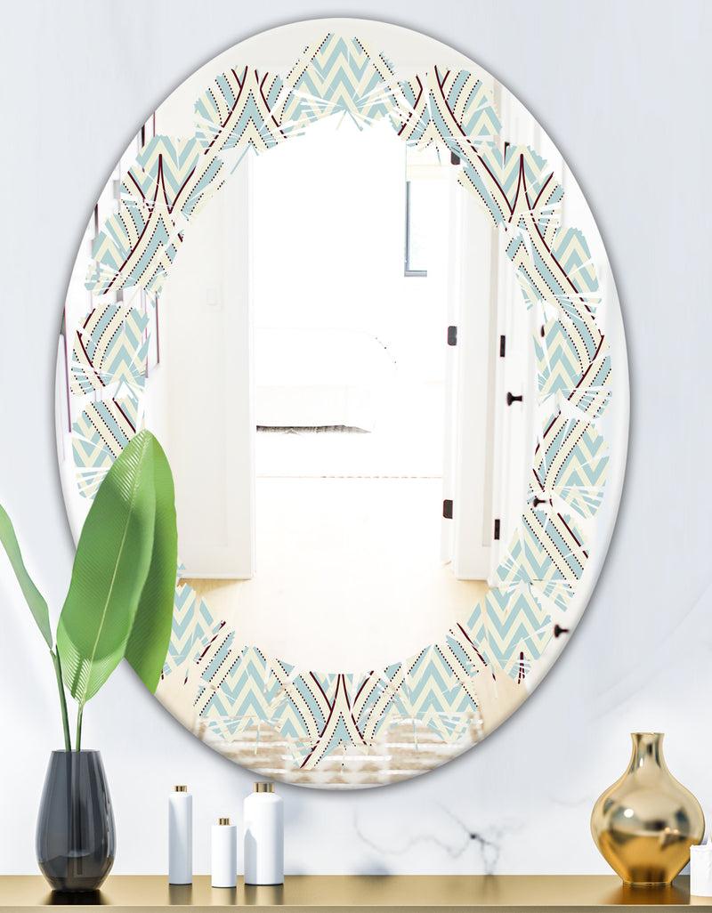 DesignQ Ornament With Decorative Elements. - Modern Round Or Oval Wall Mirror - Leaves