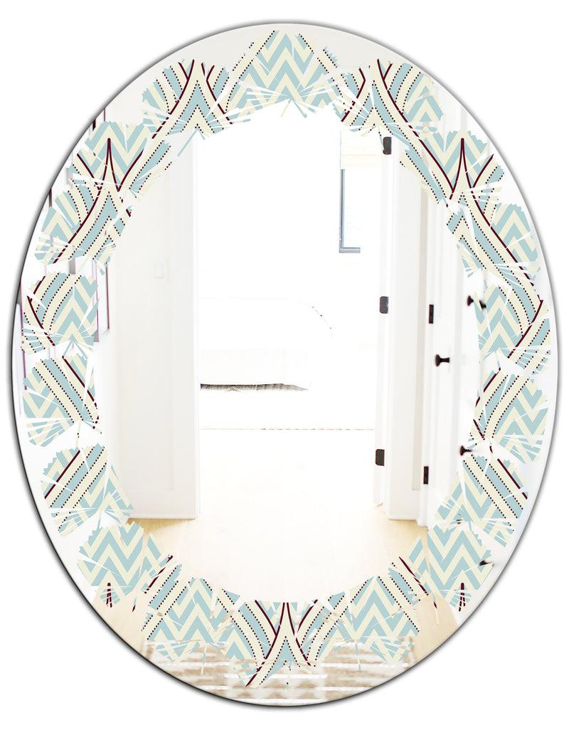 DesignQ Ornament With Decorative Elements. - Modern Round Or Oval Wall Mirror - Leaves