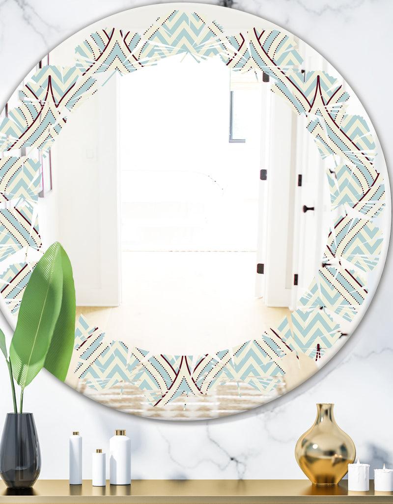 DesignQ Ornament with decorative elements. - Modern Round or Oval Wall Mirror - Leaves
