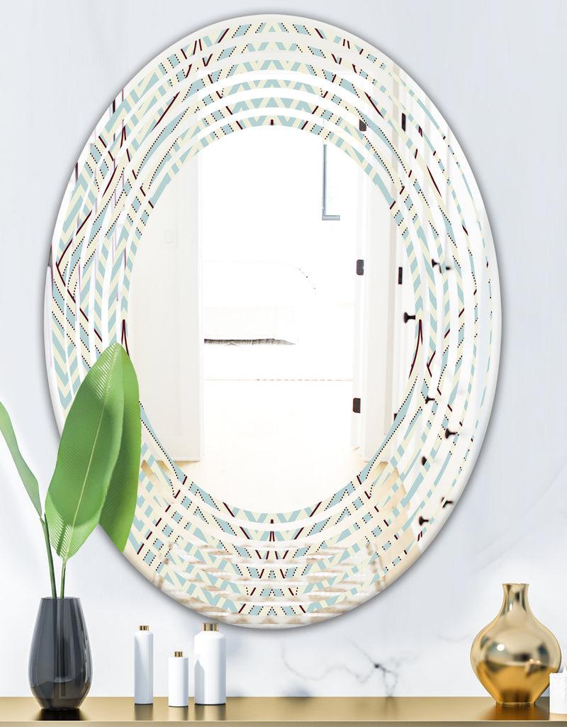 DesignQ Ornament With Decorative Elements. - Modern Round Or Oval Wall Mirror - Wave