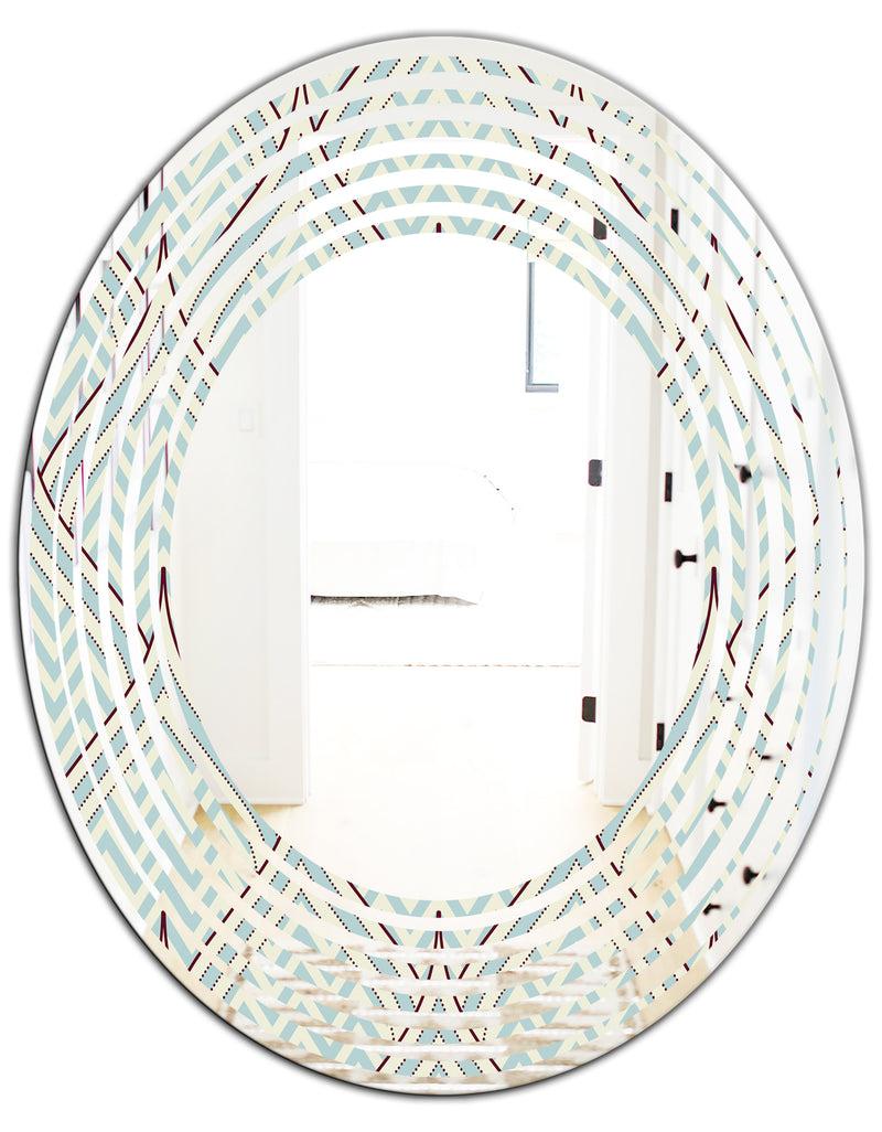 DesignQ Ornament With Decorative Elements. - Modern Round Or Oval Wall Mirror - Wave