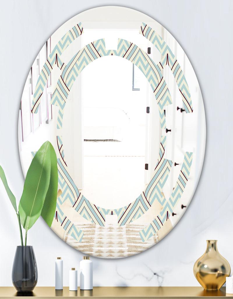 DesignQ Ornament With Decorative Elements. - Modern Round Or Oval Wall Mirror - Space