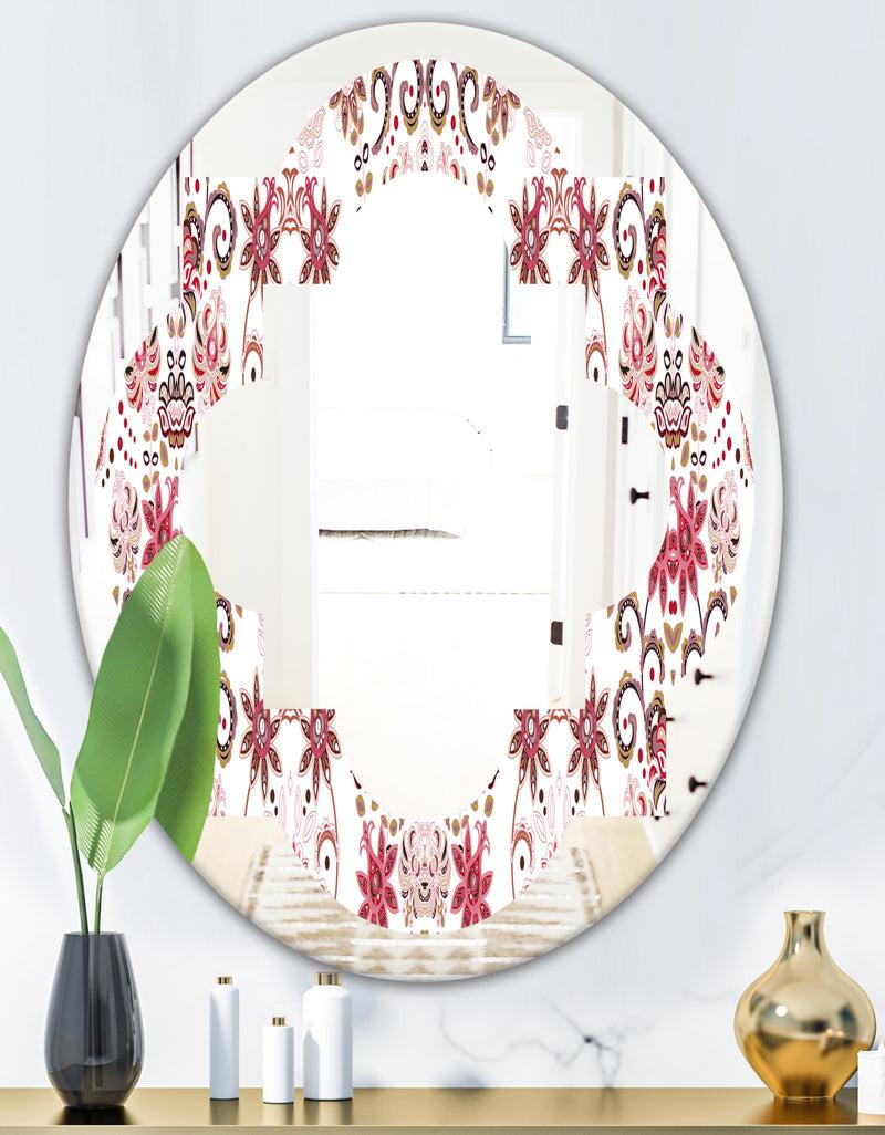 DesignQ Ornamental Retro Pattern - Modern Round Or Oval Wall Mirror - Quatrefoil