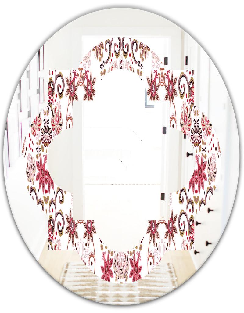 DesignQ Ornamental Retro Pattern - Modern Round Or Oval Wall Mirror - Quatrefoil