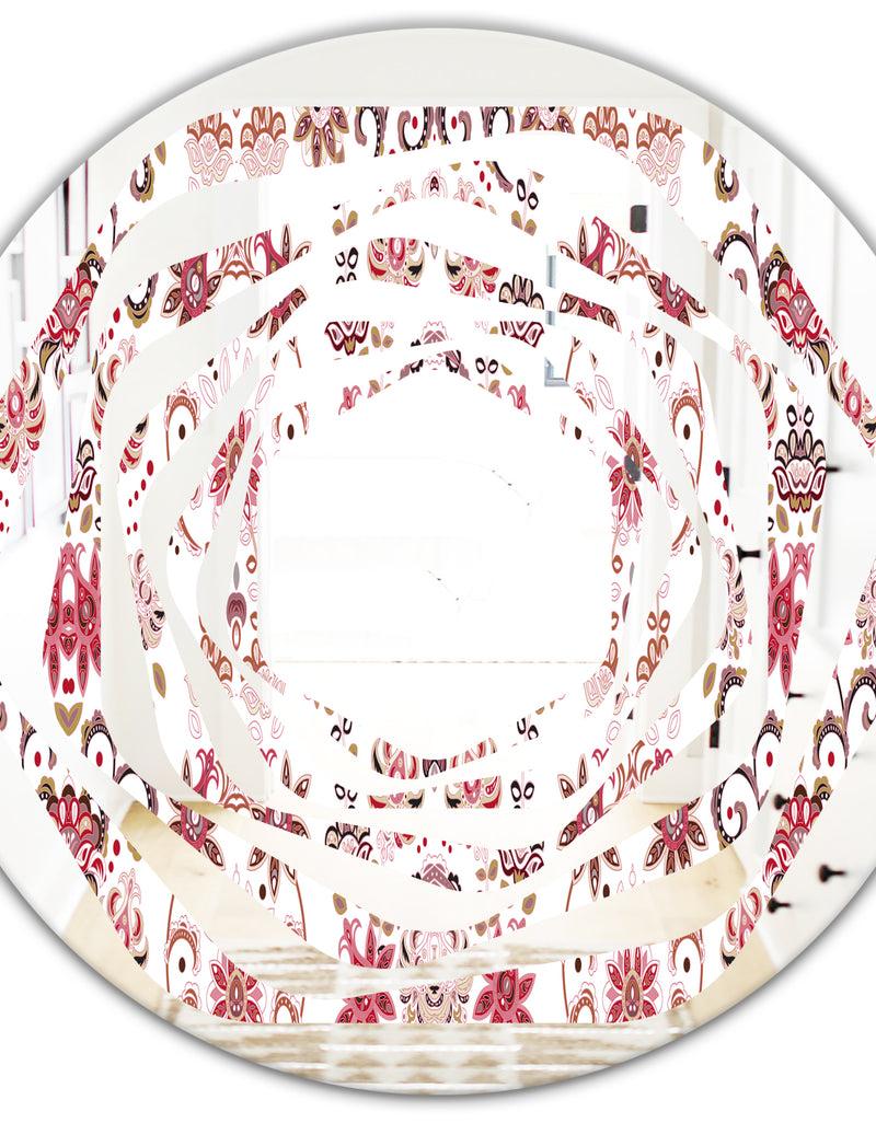 DesignQ Ornamental Retro Pattern - Modern Round Or Oval Wall Mirror - Whirl