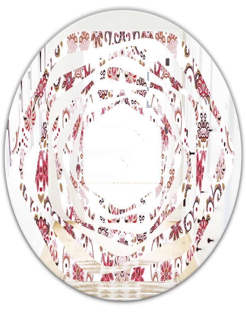 DesignQ Ornamental Retro Pattern - Modern Round Or Oval Wall Mirror - Whirl