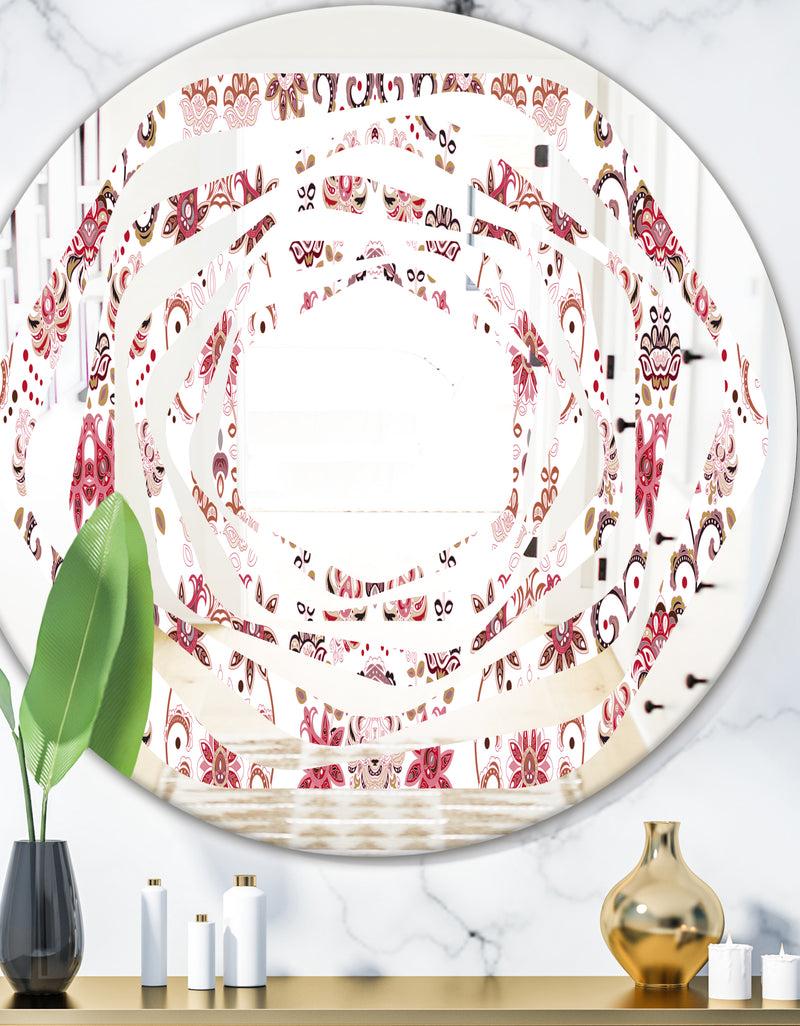 DesignQ Ornamental Retro Pattern - Modern Round or Oval Wall Mirror - Whirl