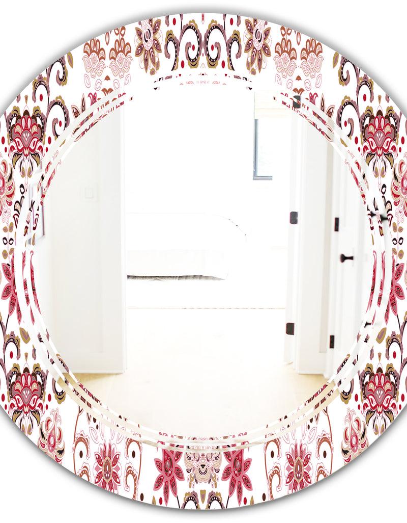 DesignQ Ornamental Retro Pattern - Modern Round Or Oval Wall Mirror - Triple C