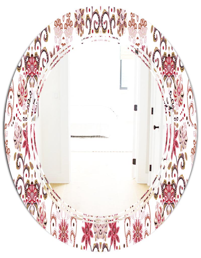 DesignQ Ornamental Retro Pattern - Modern Round Or Oval Wall Mirror - Triple C
