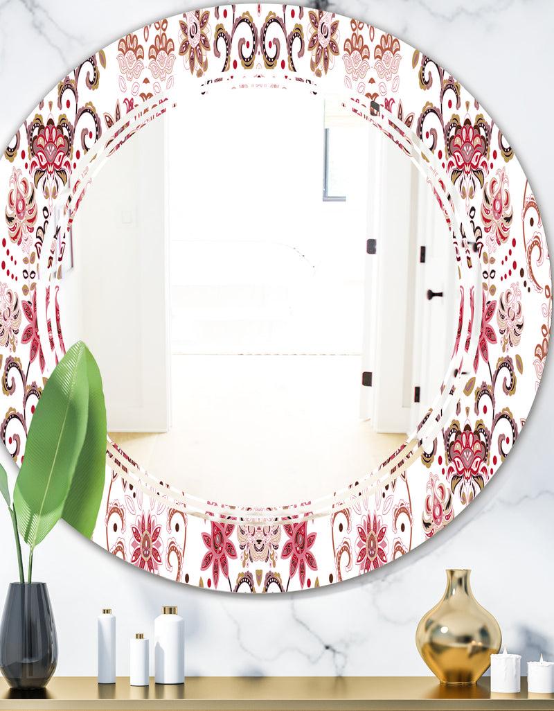 DesignQ Ornamental Retro Pattern - Modern Round or Oval Wall Mirror - Triple C