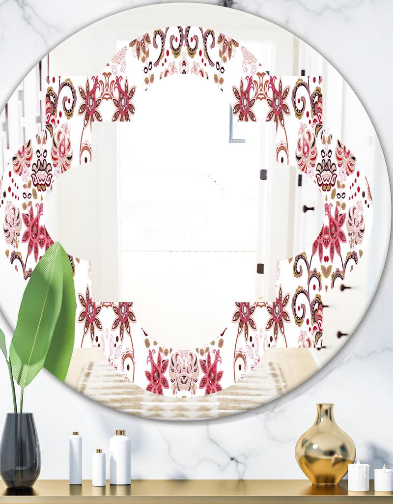 DesignQ Ornamental Retro Pattern - Modern Round or Oval Wall Mirror - Quatrefoil