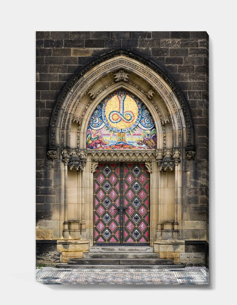 DesignQ Ornate Entrance Of Church In Prague - Vintage Gallery-wrapped Canvas