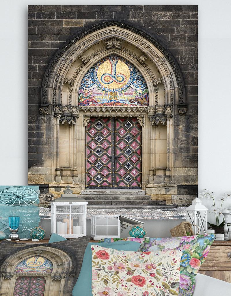 DesignQ Ornate Entrance of Church in Prague - Vintage Gallery-wrapped Canvas