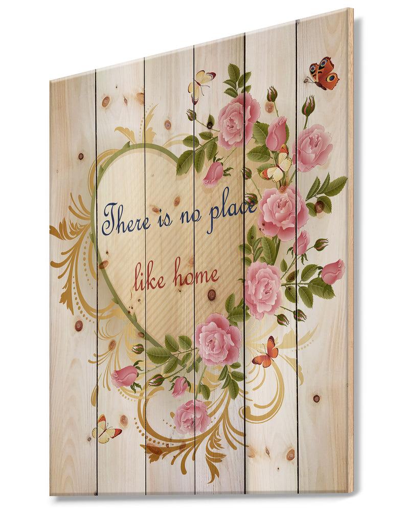 DesignQ Our Door Is Always Open. Floral Butterfly Heart - Textual Entrance Art On Wood Wall Art
