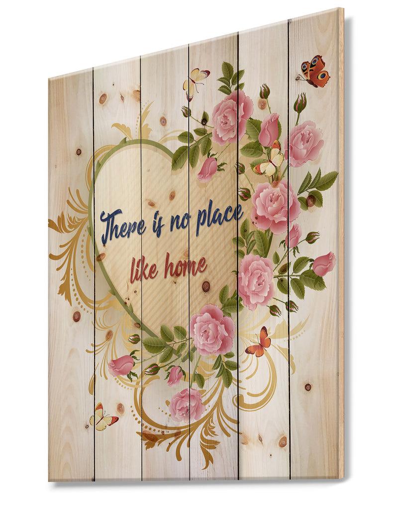 DesignQ Our Door Is Always Open. Floral Heart - Textual Entrance Art On Wood Wall Art