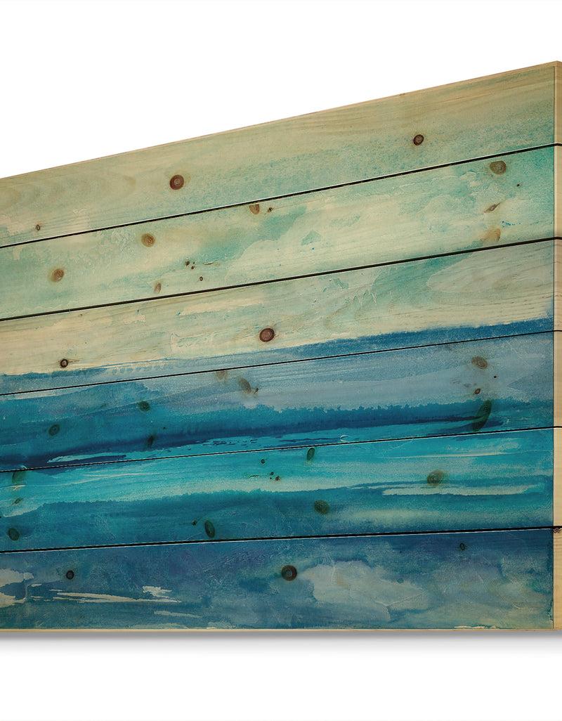 DesignQ Out To Sea - Nautical & Beach Print On Natural Pine Wood