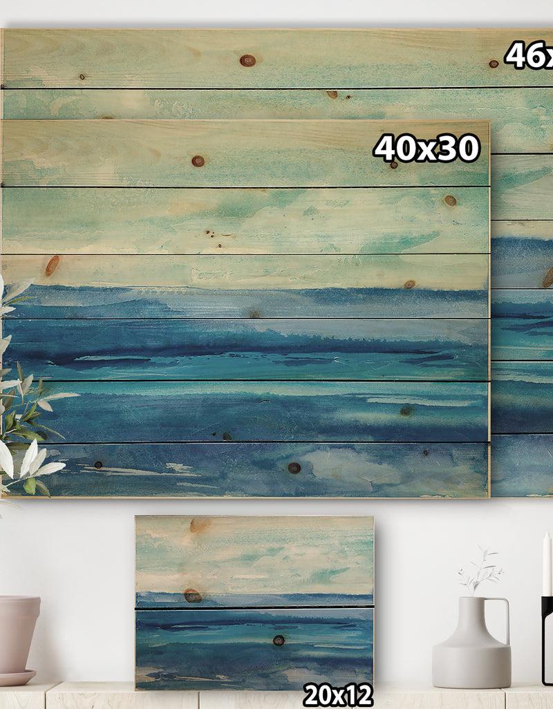 DesignQ Out To Sea - Nautical & Beach Print On Natural Pine Wood